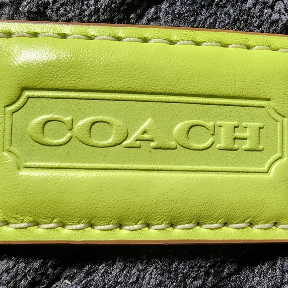 Coach Bright Green Leather Tag lg Size RARE Color - Picture 1 of 7